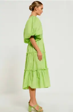 Bohemian Traders Billow Sleeve Midi Dress in Lime Size AU 6 for rent on The Volte - image 2