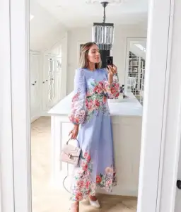 Zimmermann The Bellitude Floral Long Dress in Cornflower Floral Size 3 / AU 14 for rent on The Volte - image 4