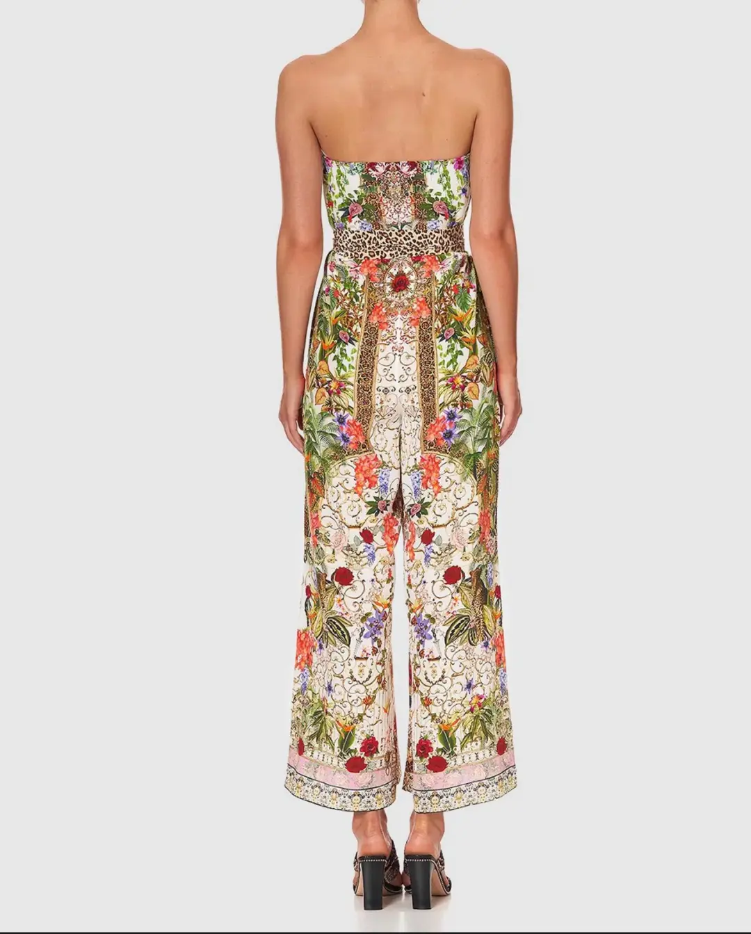 Camilla Fair Verona Tie Waist Strapless Jumpsuit with Belt Multi Size M/Au 12 for rent on The Volte - main image