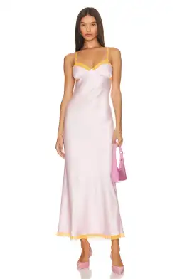 Bec & Bridge Joelle Mesh Detail Open Back Maxi Dress Orange/Pink Size 6 for rent on The Volte - image 1