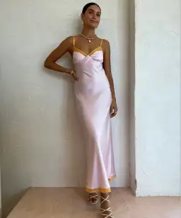 Bec & Bridge Joelle Mesh Detail Open Back Maxi Dress Orange/Pink Size 6 for rent on The Volte - image 7