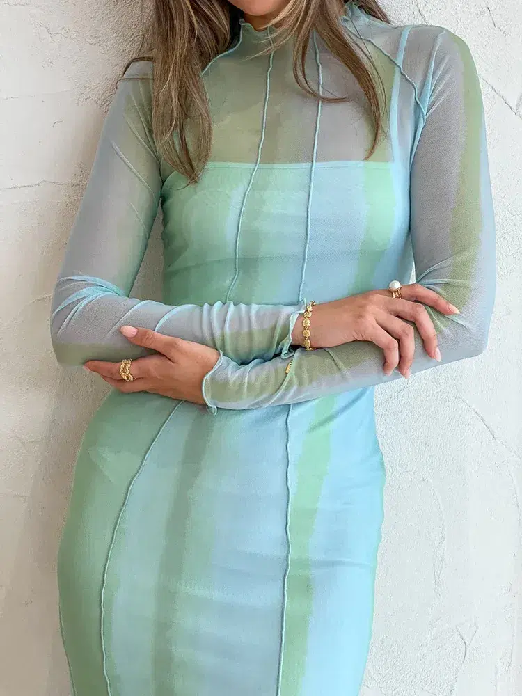 Significant Other Jean Dress in Green Mirage Size 8 for rent on The Volte - main image