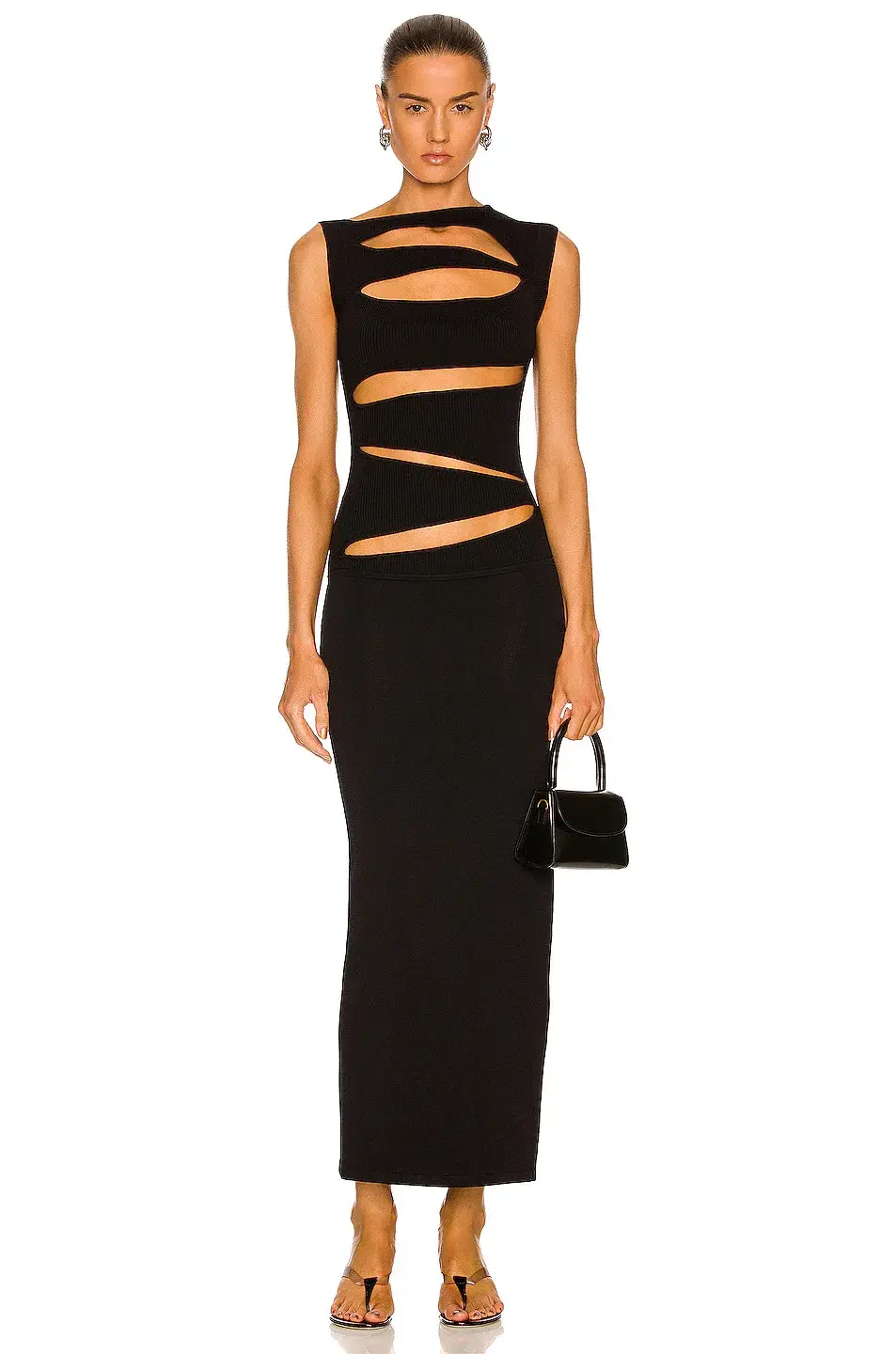 Christopher Esber Slashed Knit Dress Black Size 6 for rent on The Volte - main image