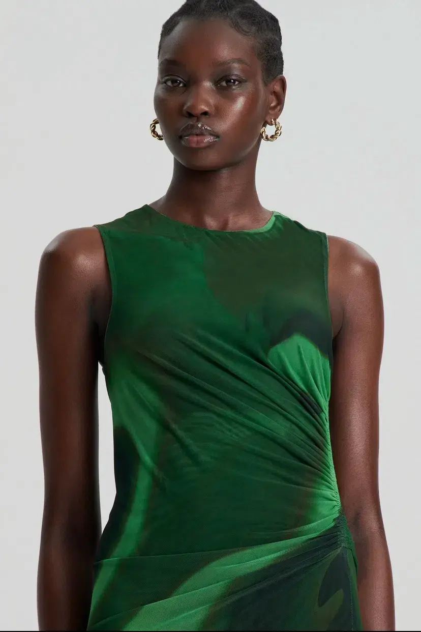 Scanlan Theodore Italian Watercolour Print Dress Green Size 8 for rent on The Volte - main image