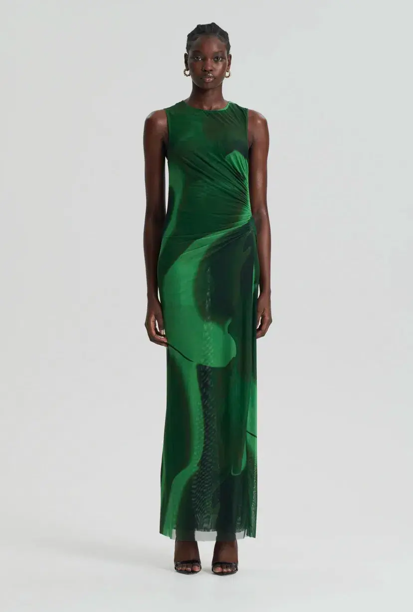 Scanlan Theodore Italian Watercolour Print Dress Green Size 8 for rent on The Volte - main image