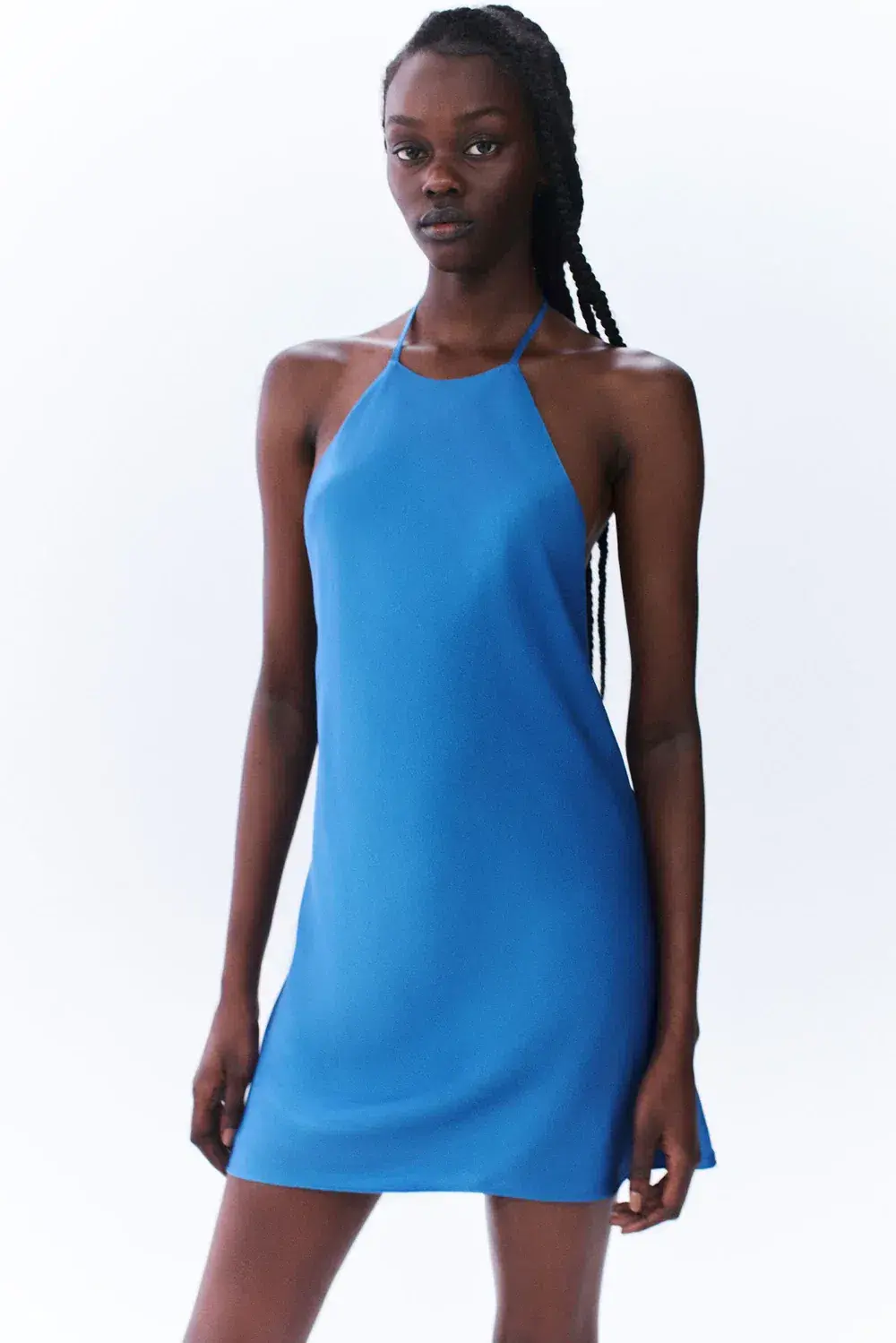Shona Joy Oliviera Low Back Halter Neck Mini Dress Strong Blue Size 10 for rent on The Volte - main image