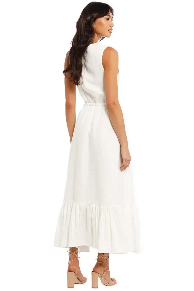 Leo Lin Luminous Linen Cutout Dress White Size 12 - Image 2