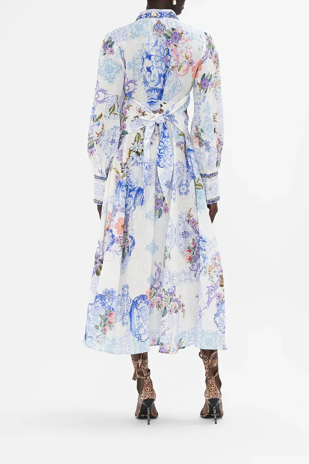 Camilla Waist Tie Shirt Dress Paint Me Positano Size AU 12 for rent on The Volte - main image