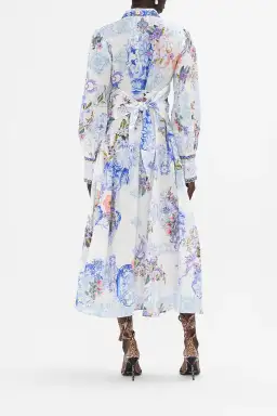 Camilla Waist Tie Shirt Dress Paint Me Positano Size AU 12 for rent on The Volte - image 2