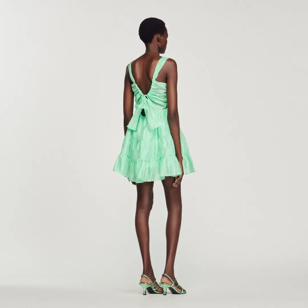Sandro Paris Mariella Woven Dress Mint Green Size AU 6 for rent on The Volte - main image