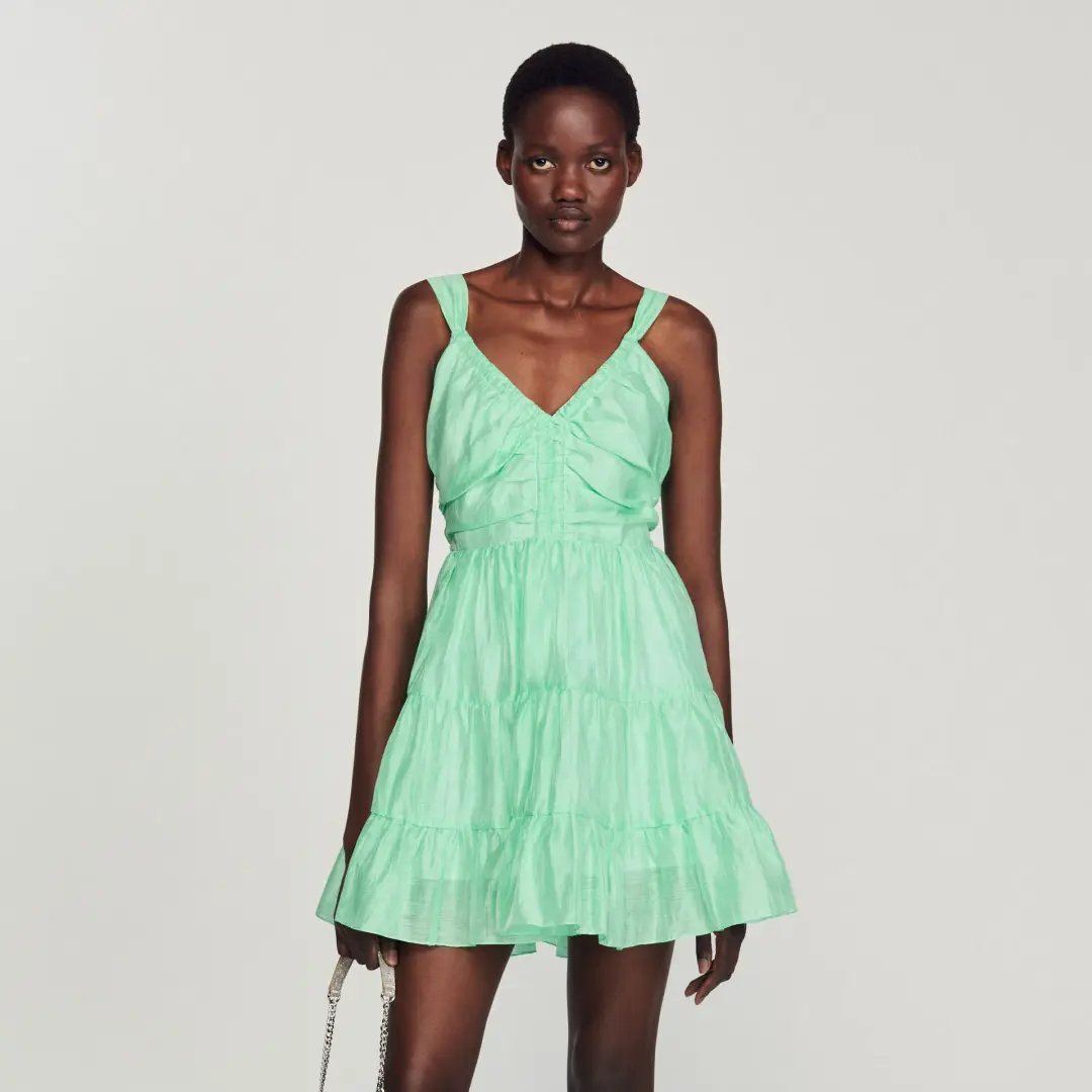 Sandro Paris Mariella Woven Dress Mint Green Size AU 6 for rent on The Volte - main image