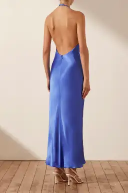 Shona Joy Oliviera Low Back Halter Neck Midi Dress Strong Blue Size AU 4 for rent on The Volte - image 4