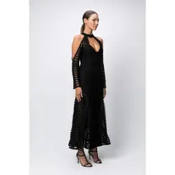 White Suede Time Stops Fishbone Dress Black Size 6 for rent on The Volte - image 2