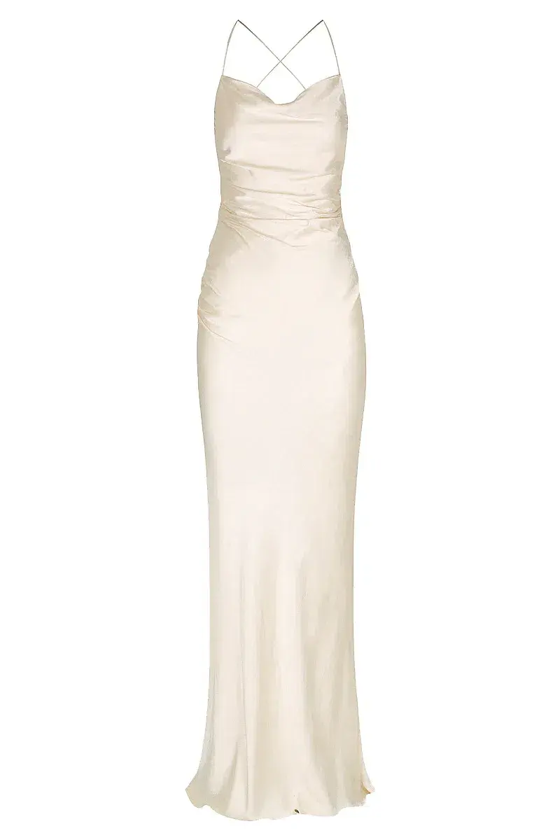 Shona Joy, La Lune Lace Back Maxi Dress in Cream Size 6 for rent on The Volte - main image