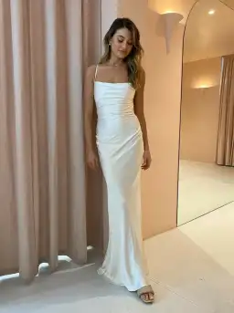 Shona Joy, La Lune Lace Back Maxi Dress in Cream Size 6 for rent on The Volte - image 2