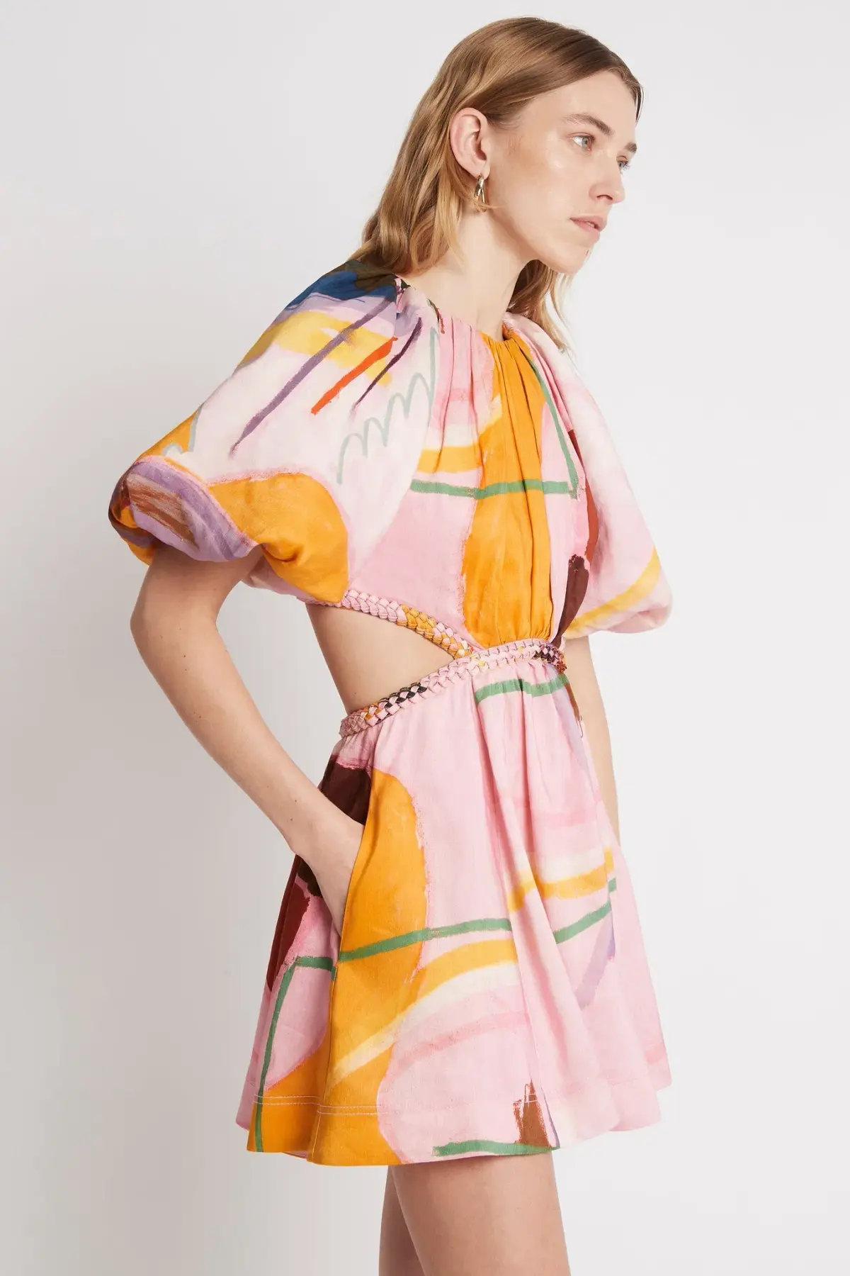 Aje Capucine Puff Sleeve Mini Dress Multi Size 6  - Image 2