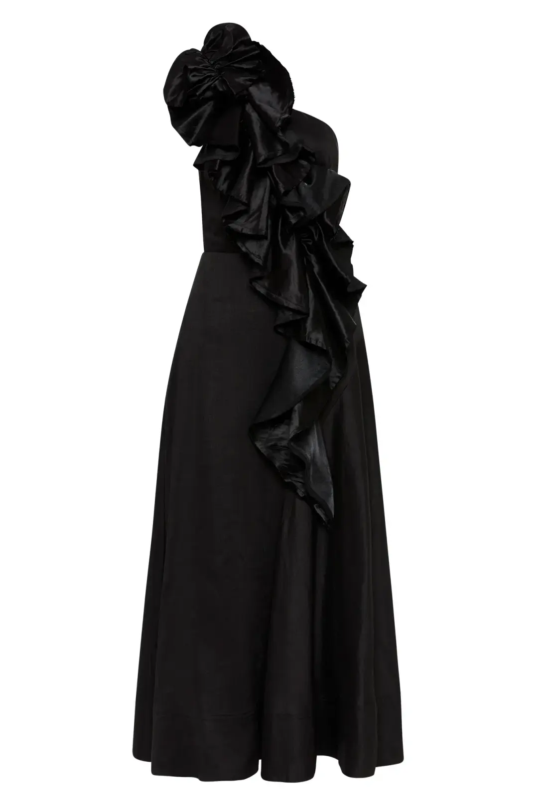 Aje Adelia Ruffle Midi Dress Black Size 10 for rent on The Volte - main image