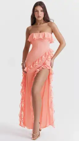 House of CB Sarina Ruffle Maxi Dress Pink Size S for rent on The Volte - image 1