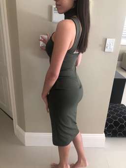 Nookie midi khaki fitted dress Size 10 for rent on The Volte - image 2