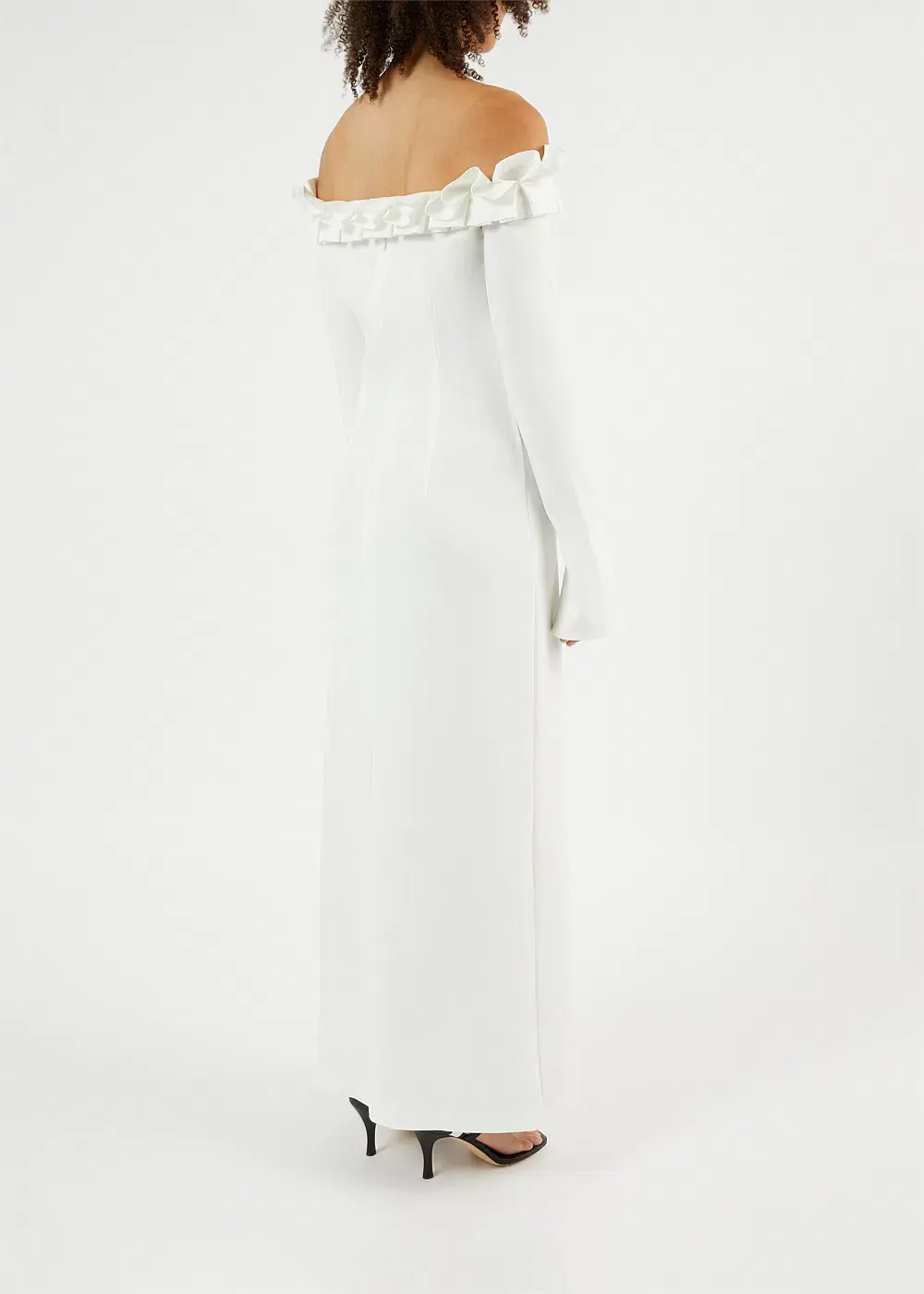 Aaizel Ruffle Off Shoulder Maxi Dress White Size 10 for rent on The Volte - main image