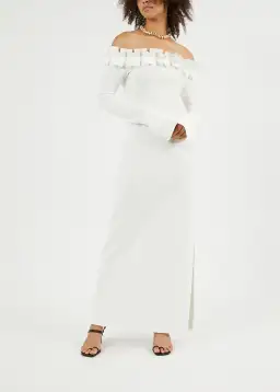 Aaizel Ruffle Off Shoulder Maxi Dress White Size 10 for rent on The Volte - image 1