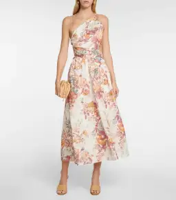 Zimmermann The Pattie Asymmetric Dress in Cream Floral Size 0 / AU 8 for rent on The Volte - image 1