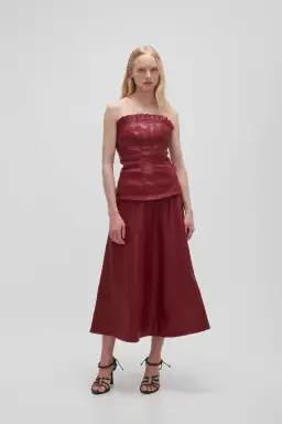 Aje Stanhope Vegan Leather Top Mahogany Red Size 8 for rent on The Volte - image 1