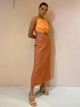 Hansen and Gretel Verona Midi Dress Tangelo Jaffa Size 6 for rent on The Volte - image 2