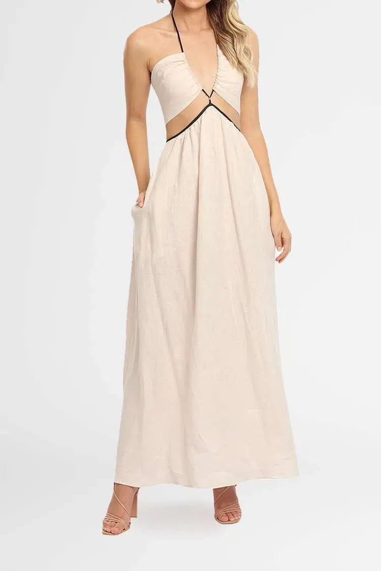 Bec & Bridge Noelle Cut Out Maxi Dress in Natural Size S/Au 8 for rent on The Volte - main image
