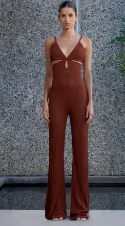 MISHA Lambeth Knit Jumpsuit Brown Size 6/XS for rent on The Volte - image 1
