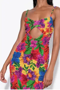 Mara Hoffman Kimiko Popcorn Midi Dress Multi Floral Size 14 for rent on The Volte - image 2