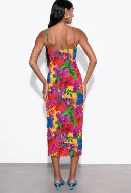 Mara Hoffman Kimiko Popcorn Midi Dress Multi Floral Size 14 for rent on The Volte - image 3