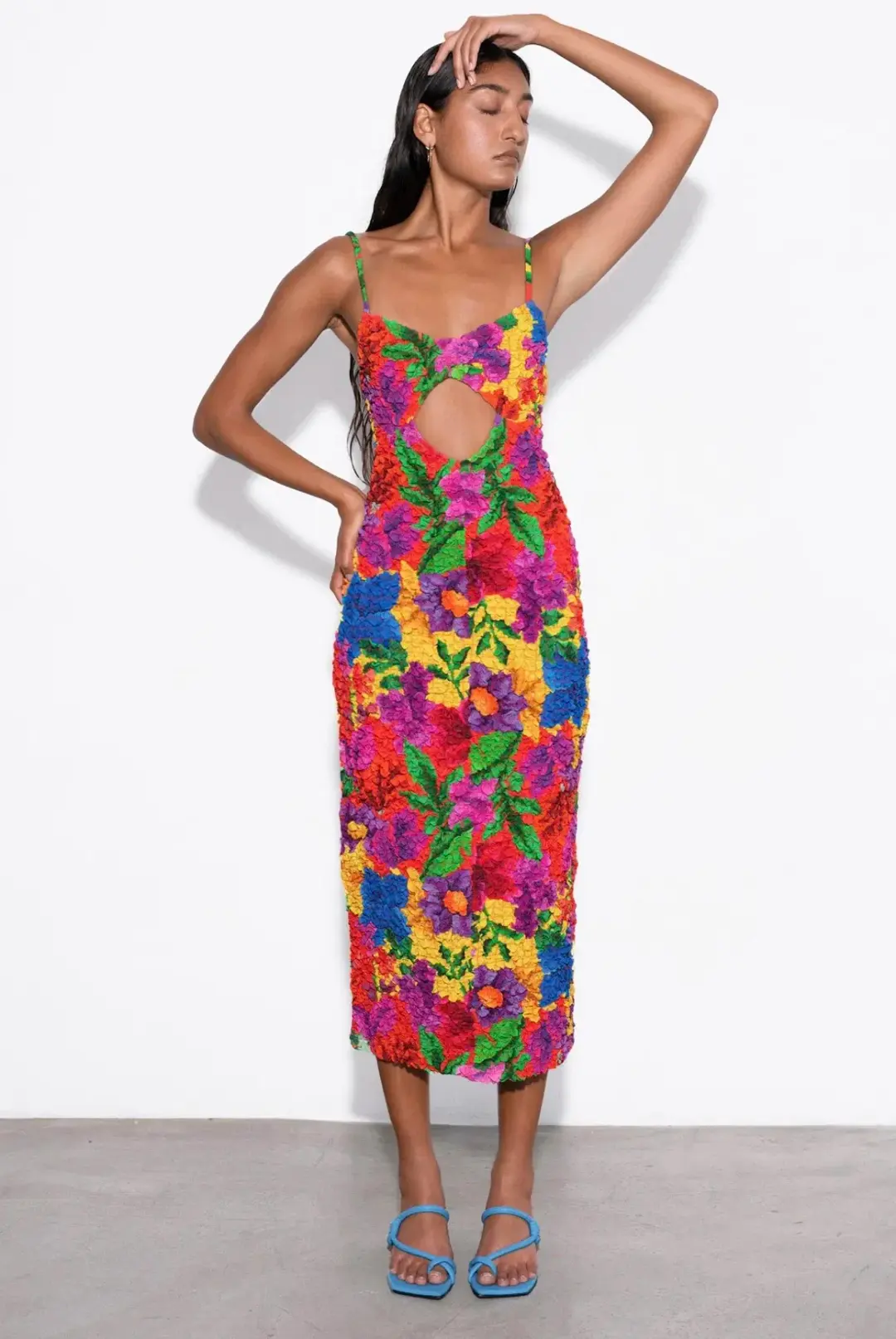 Mara Hoffman Kimiko Popcorn Midi Dress Multi Floral Size 14 for rent on The Volte - main image