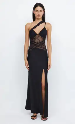 Bec & Bride Ria Asym Dress Black Size AU 8