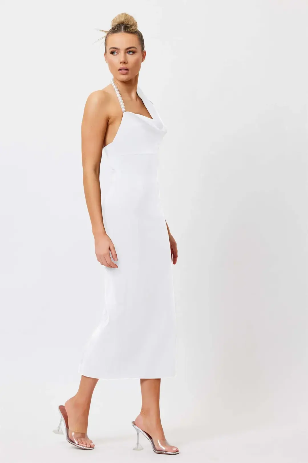 Bianca & Bridgett Mia Pearl Midi Dress White Size AU 6 for rent on The Volte - main image