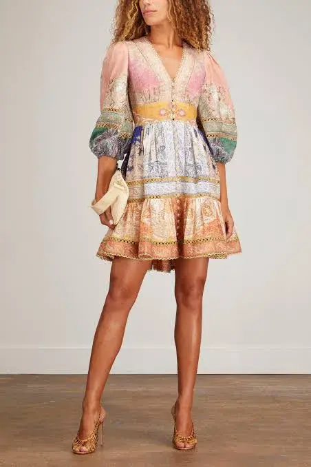 Zimmermann Anneke Lantern Mini Dress Multi Size 1 / AU 10 for rent on The Volte - main image
