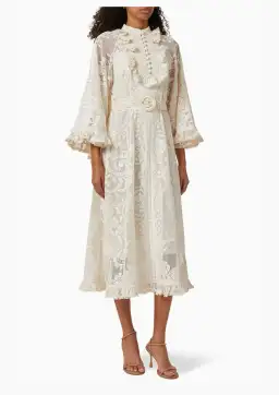 Zimmermann Tiggy Lace Tunic Midi Dress Ivory Size 0 / AU 8 for rent on The Volte - image 1