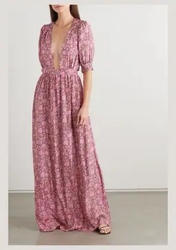 Hannah Artwear Surya Open Back Maxi Dress in Pink Size 10