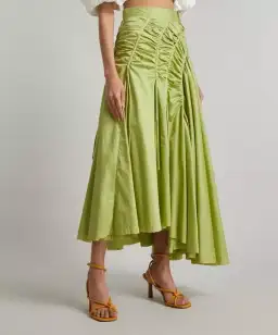 Aje Siren Drawstring Midi Skirt Green Size 10 for rent on The Volte - image 2
