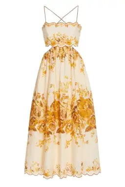 Zimmermann Aliane Scallop Midi Dress in Amber Floral Size 0P / AU 4 - 6 for rent on The Volte - image 5