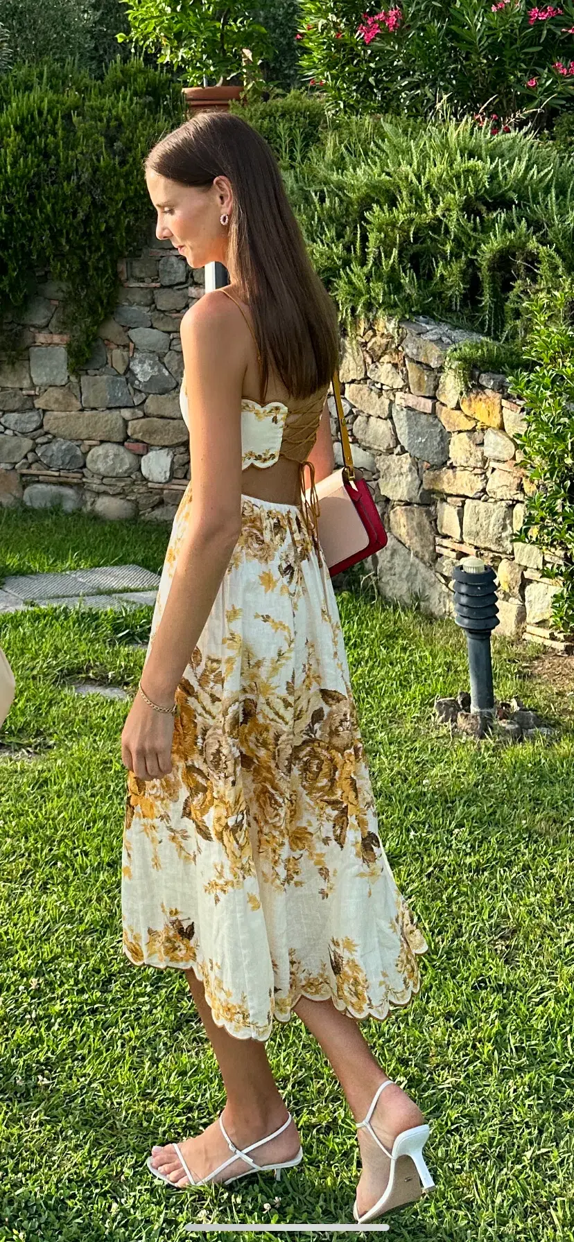 Zimmermann Aliane Scallop Midi Dress in Amber Floral Size 0P / AU 4 - 6 for rent on The Volte - main image