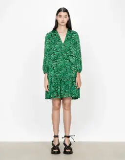 Veronika Maine Clover Print Swing Mini Dress Clover Green Size AU 10