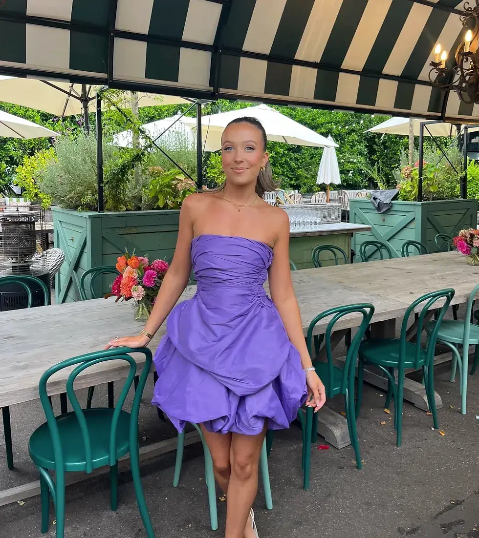 AJE Daybreak Strapless Mini Dress Purple Size 4 for rent on The Volte - main image