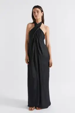 Seed Heritage Satin Halter Maxi Dress Black Size 6 for rent on The Volte - image 1