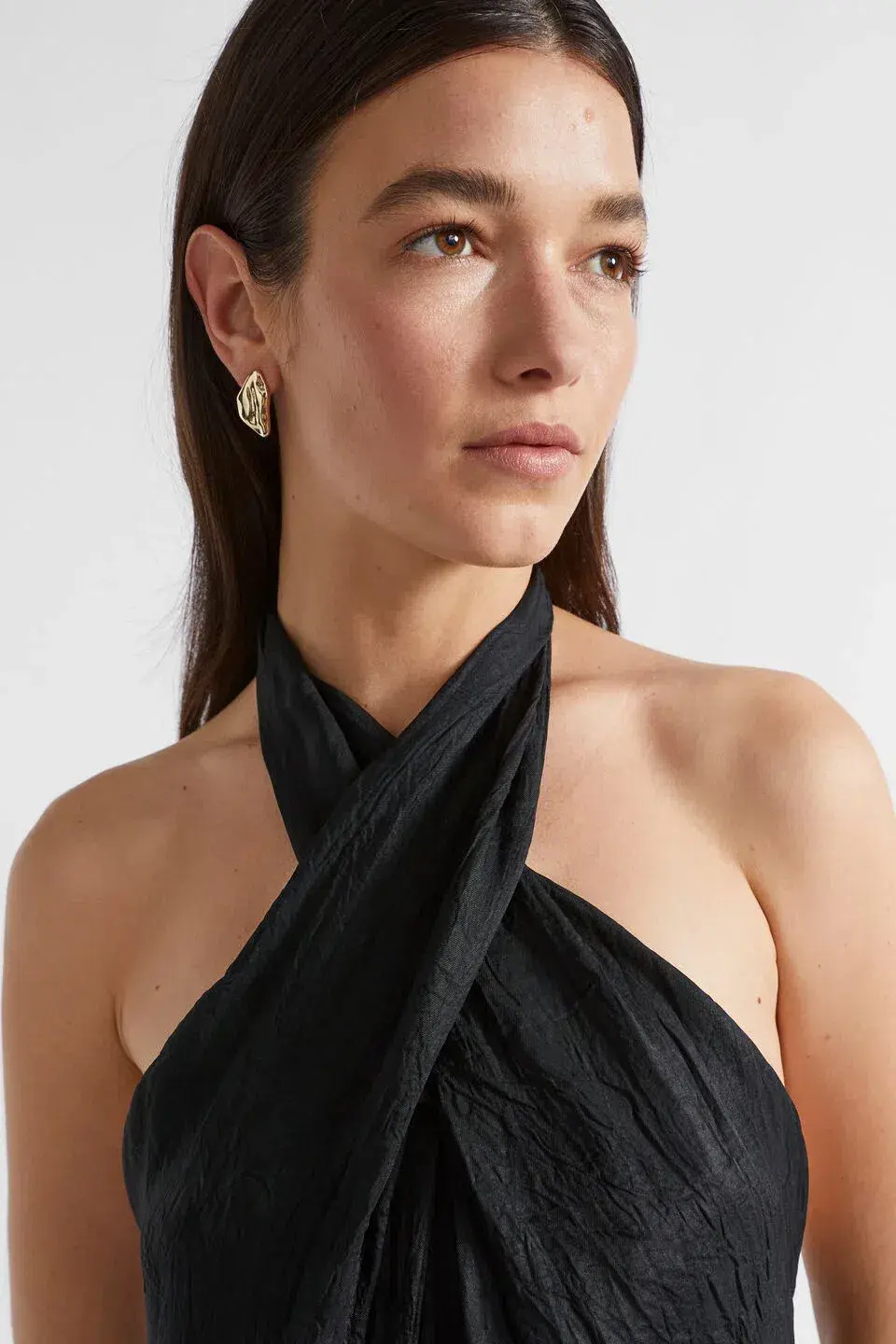 Seed Heritage Satin Halter Maxi Dress Black Size 6 for rent on The Volte - main image