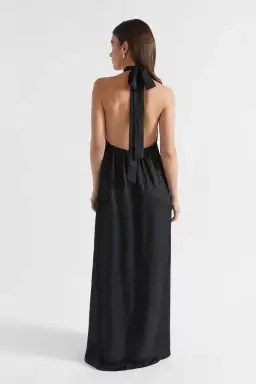 Seed Heritage Satin Halter Maxi Dress Black Size 6 for rent on The Volte - image 2