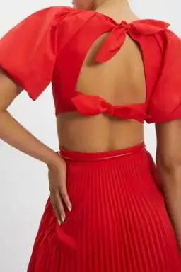 Rebecca Vallance Magdalena Open-back Satin Midi Dress Red Size 14 for rent on The Volte - image 2