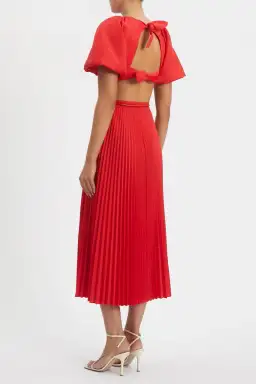 Rebecca Vallance Magdalena Open-back Satin Midi Dress Red Size 14 for rent on The Volte - image 3