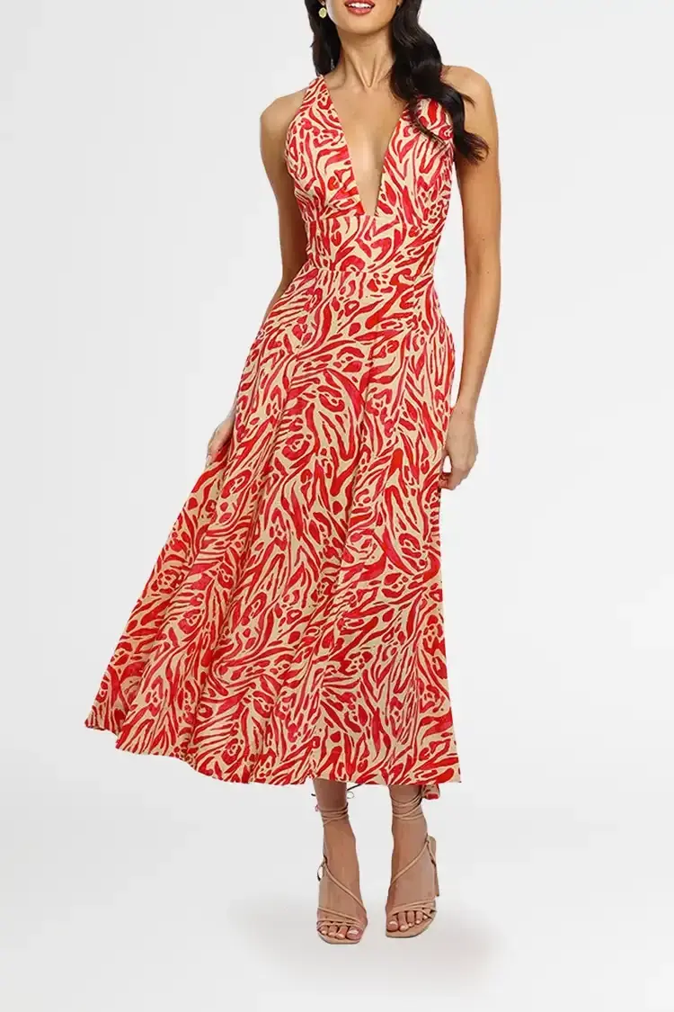 Nicholas Haisley Dress Print Red Size 16 for rent on The Volte - main image