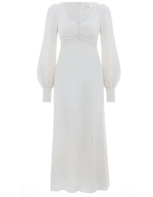 Zimmermann Rouche Midi Dress White Size 2 / AU 12 for rent on The Volte - main image